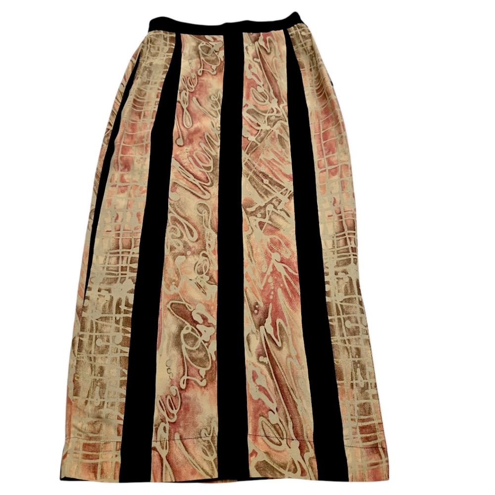 Vintage Platinum Dorothy Schoelen Abstract Striped Pannel Midi Pencil Skirt 6